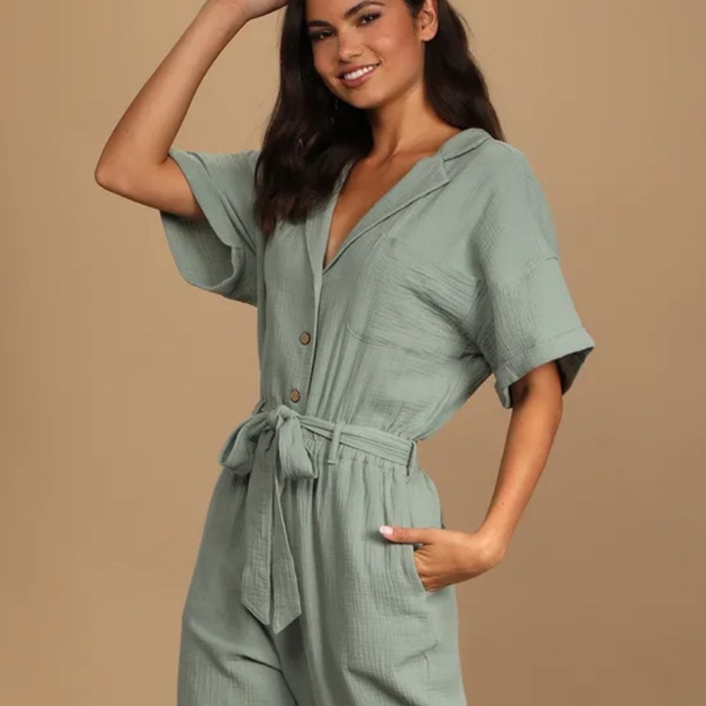 Lulus Sage Green jumpsuit